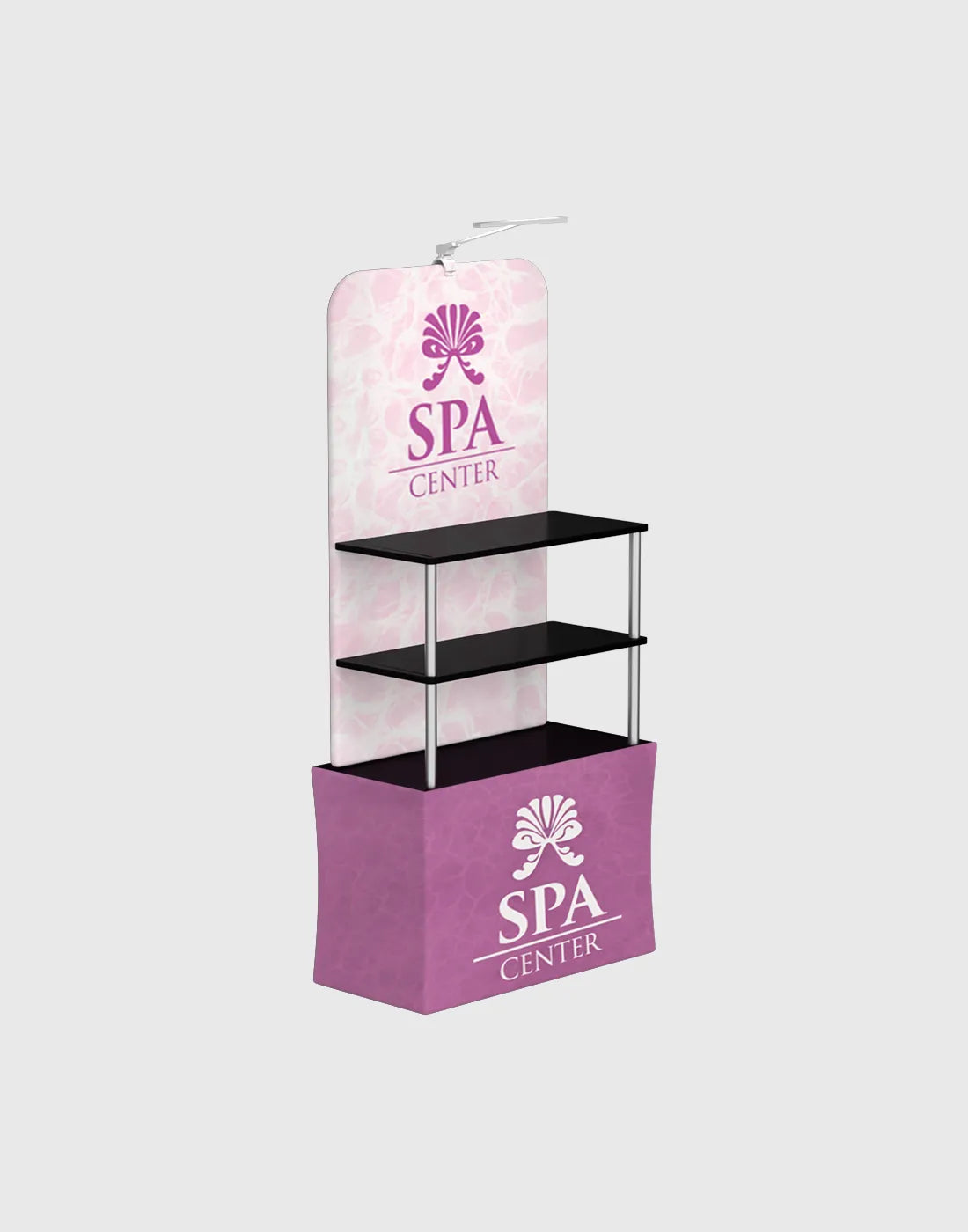 Backwall Product Display Shelf with Header | Trade Show Display
