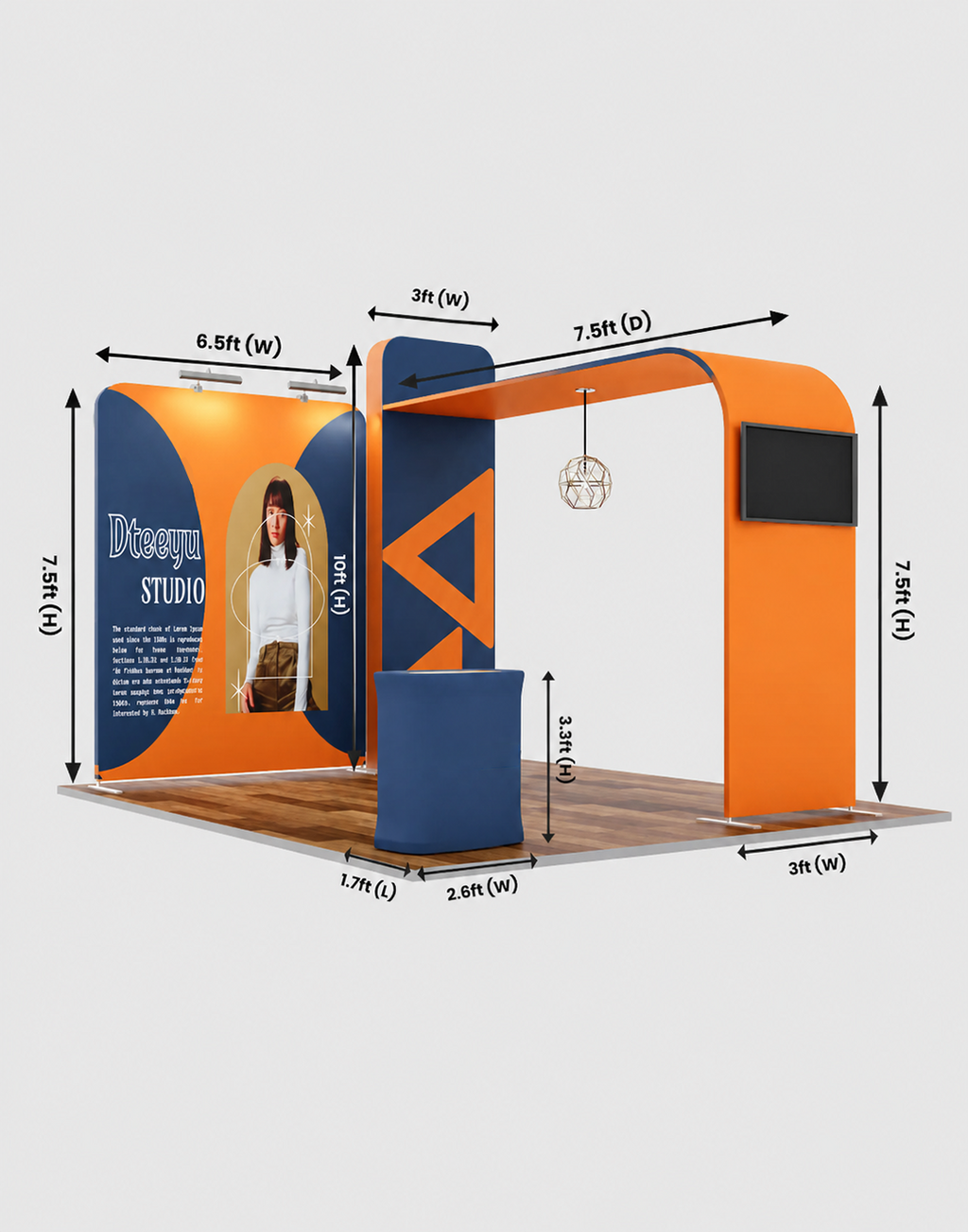Premium Modular L Arch TV Display Exhibition Kit for 10ft Wide Booths
