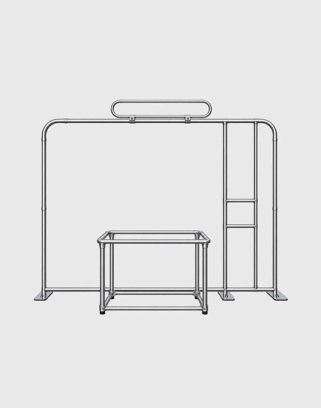 exhibit shelving kit for showcasing aluminum frames