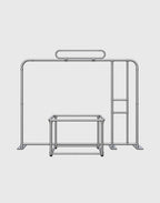 exhibit shelving kit for showcasing aluminum frames