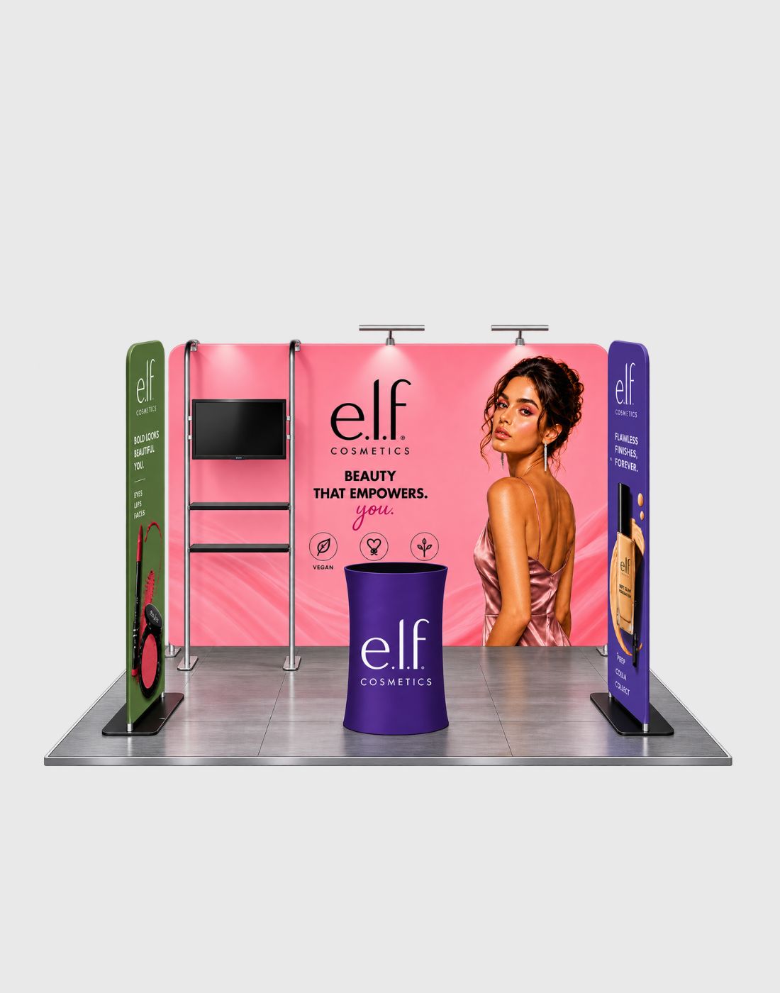 trade show booth kit with TV shelf
