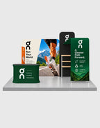 trade show booth kit with 3D shelf wall and counter