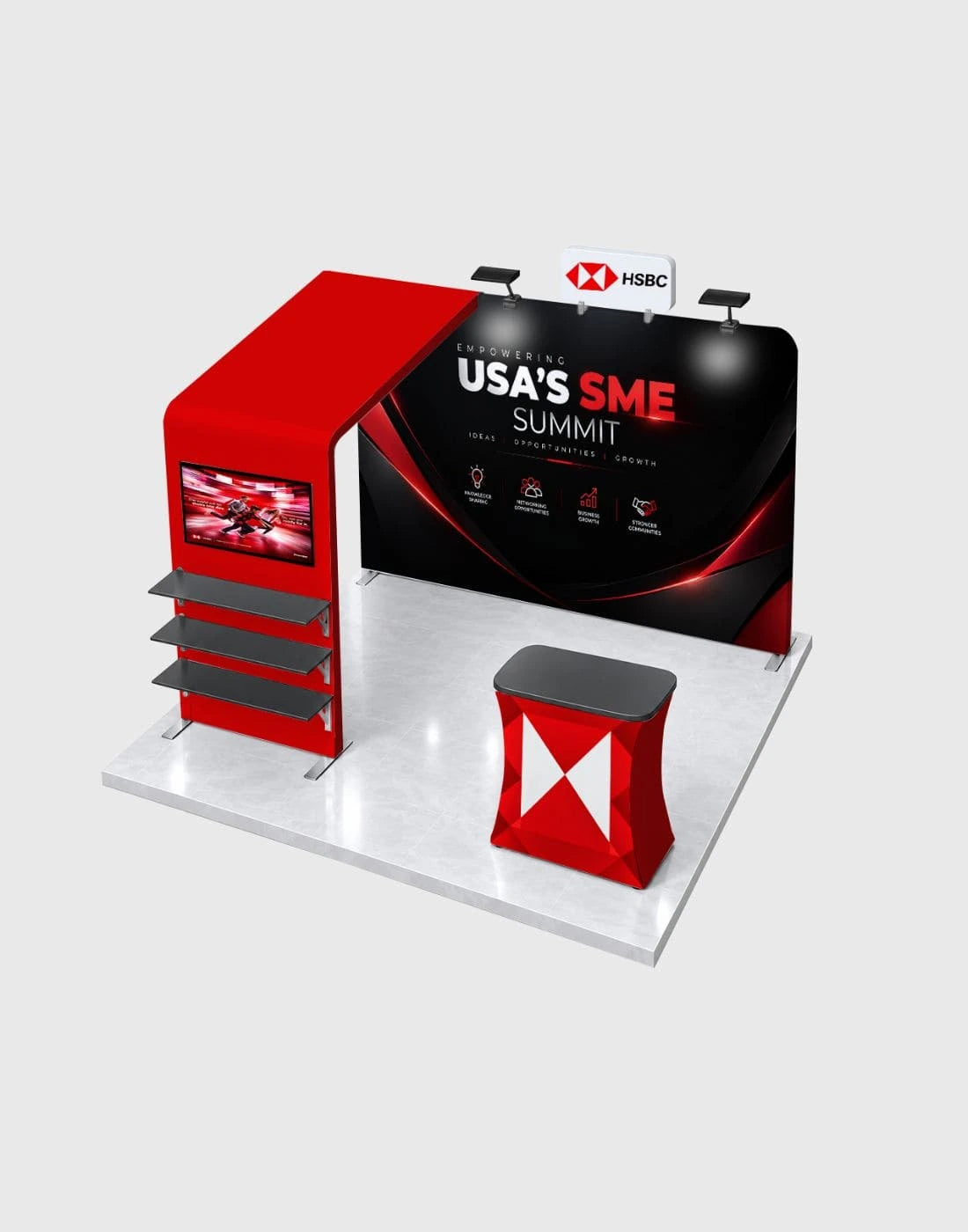 10x10 l shape tv booth kits