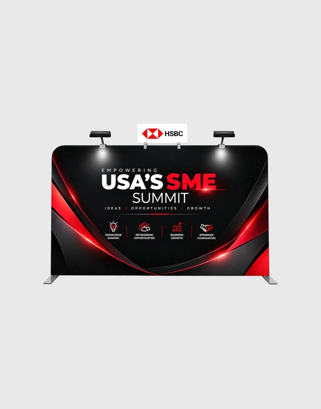 10x10 trade show booth shelf counter