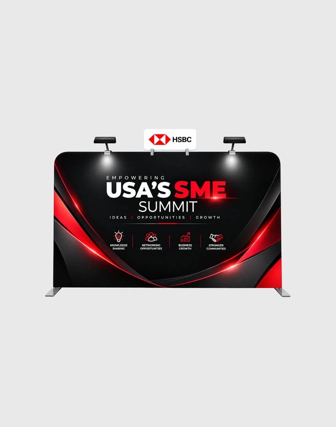 10x10 trade show booth shelf counter