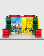 10x20 trade show booth kit with 16ft backwall and curved TV wall