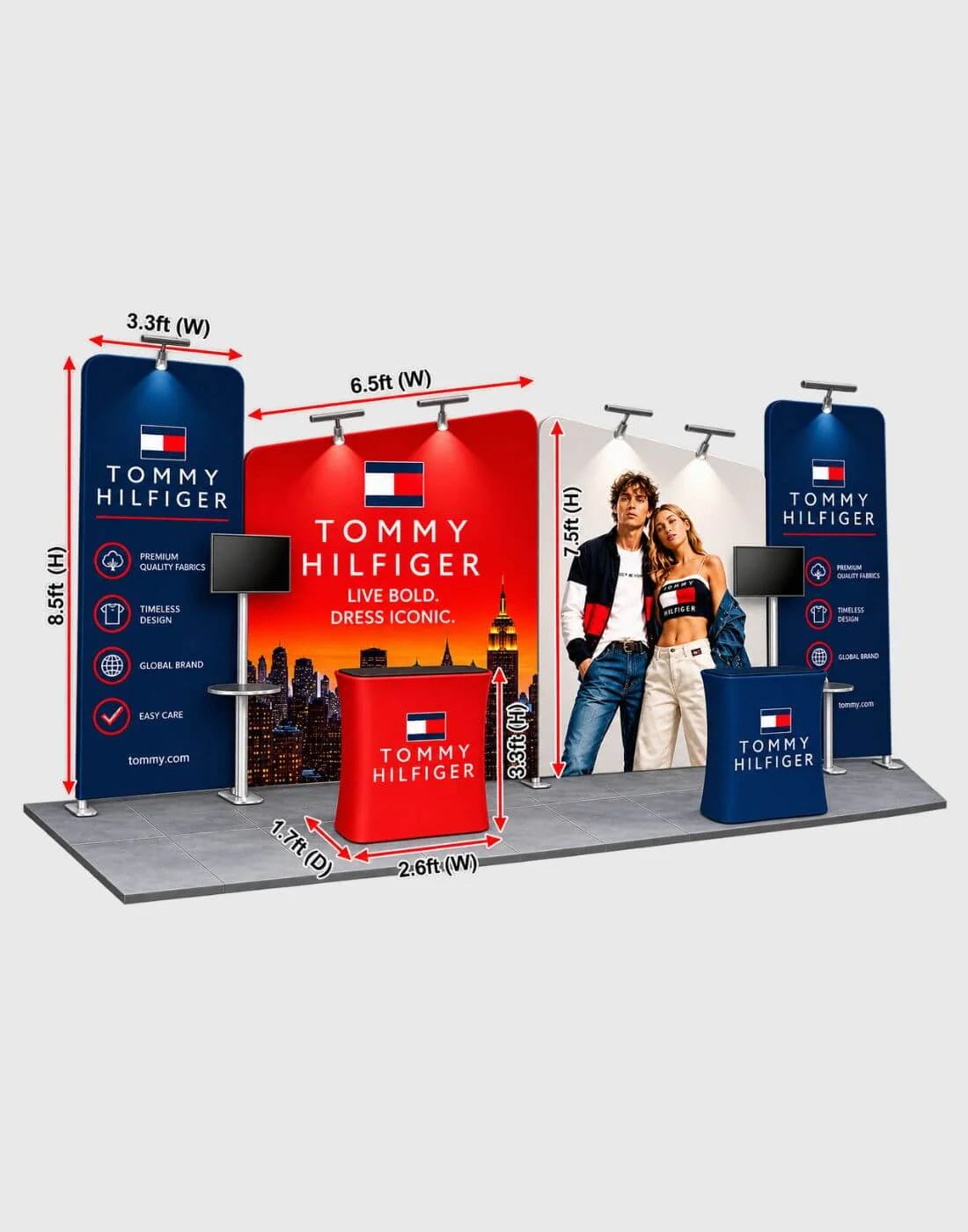 inclined wall booths for trade show
