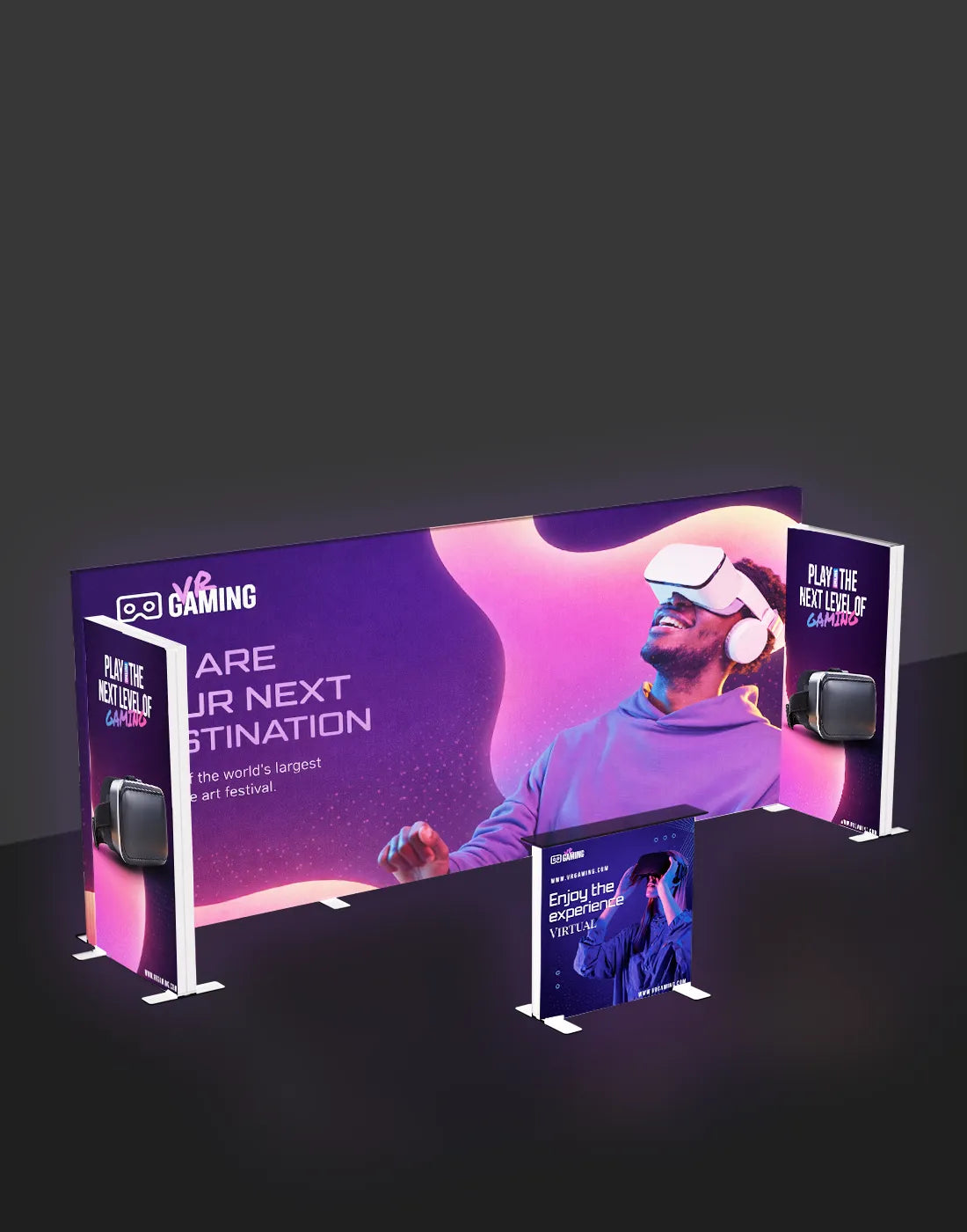 backlit custom display modular SEG LED lightbox booth with fabric graphics