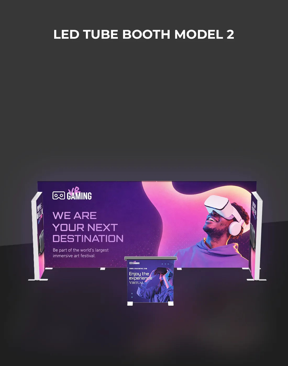 backlit custom display modular SEG LED lightbox booth with fabric graphics