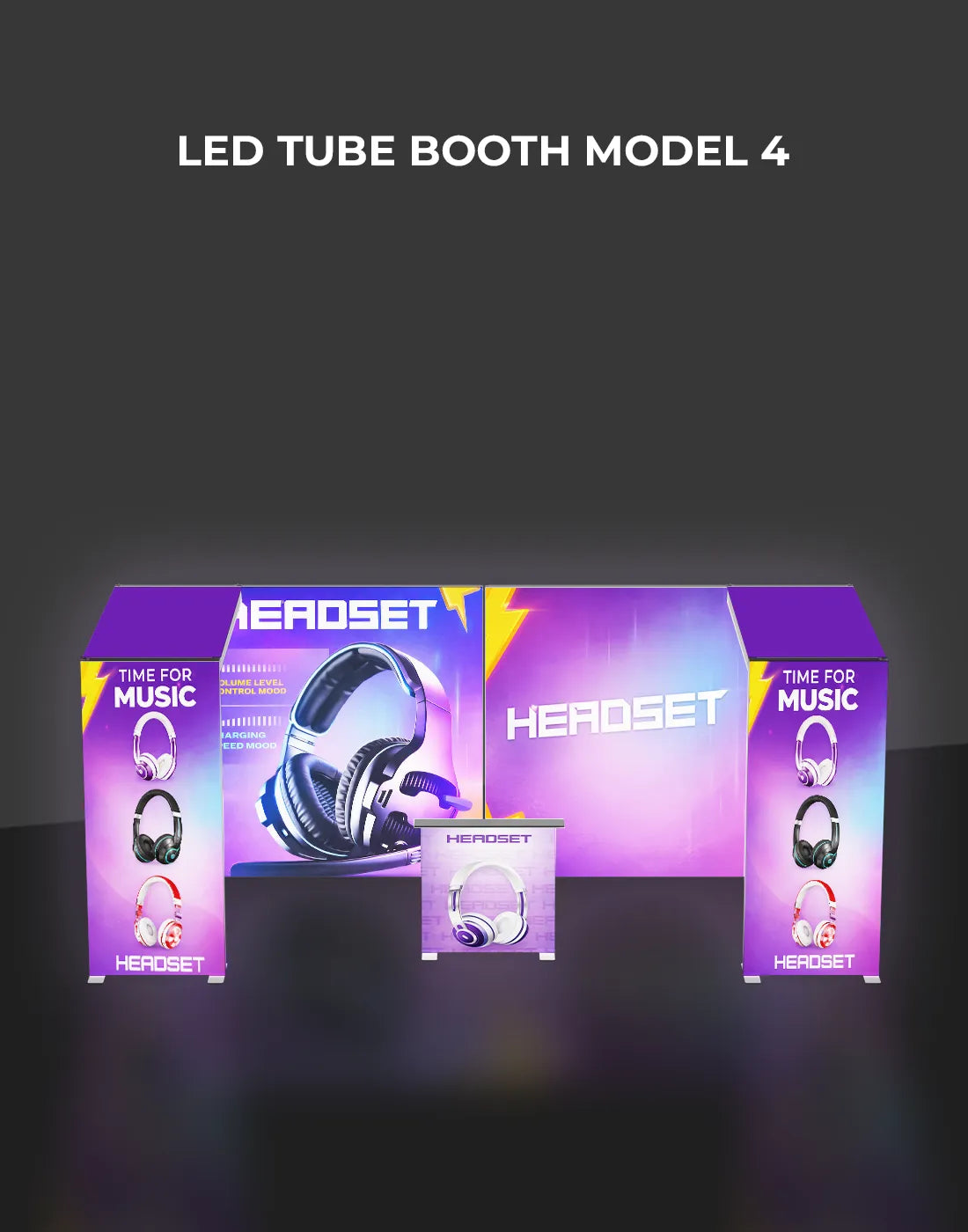 backlit exhibit display SEG LED lightbox backwall L arch counter with fabric graphics