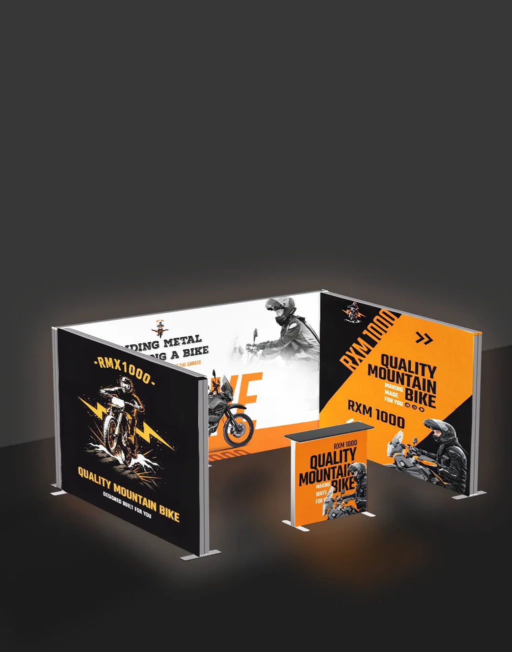 backlit modular display SEG LED lightbox booth with aluminum frame and fabric graphics