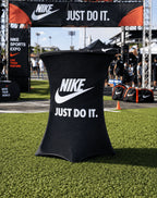 cross over Stretch table cover used at corporate trade show