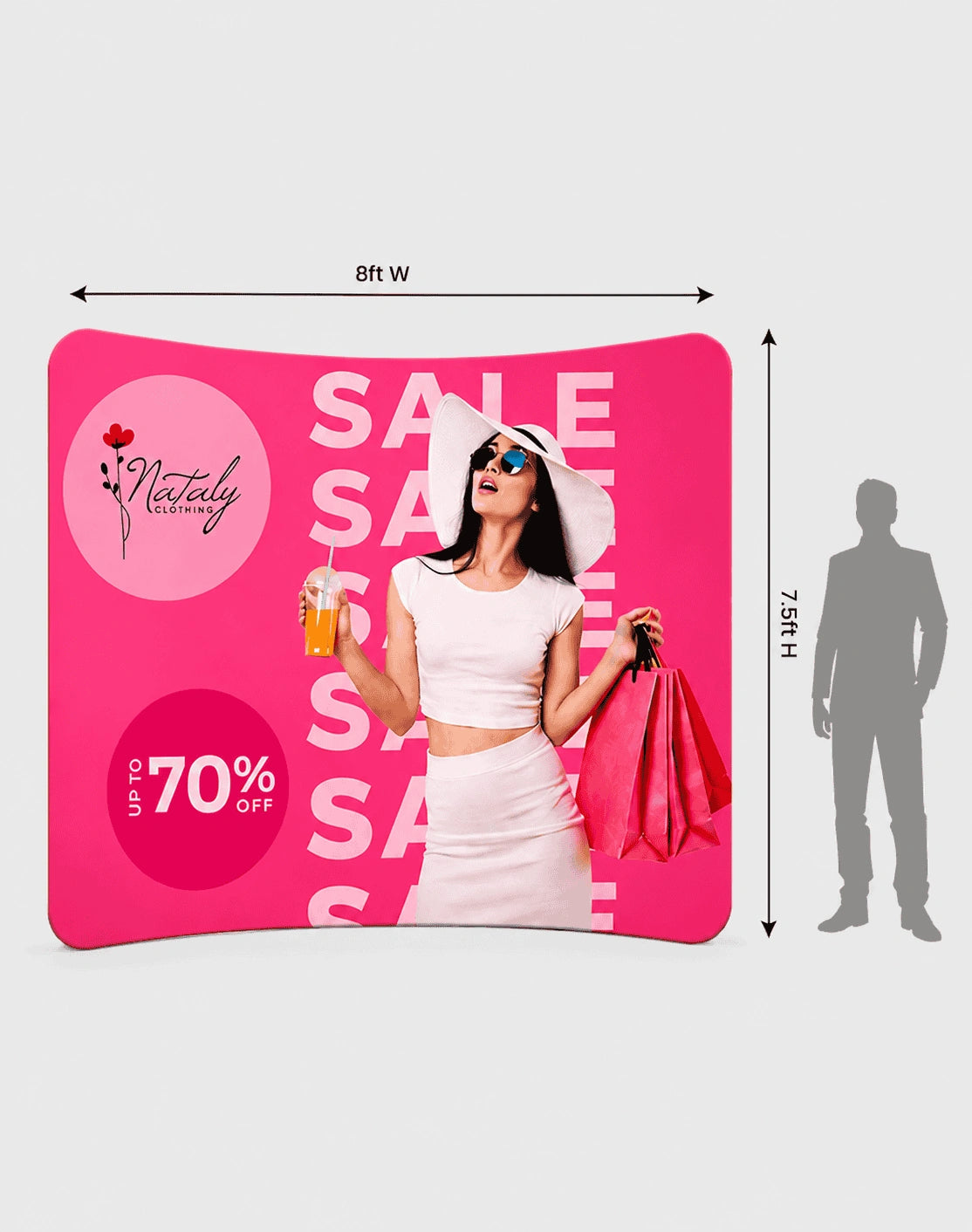 C Shaped Tension Portable Media Wall