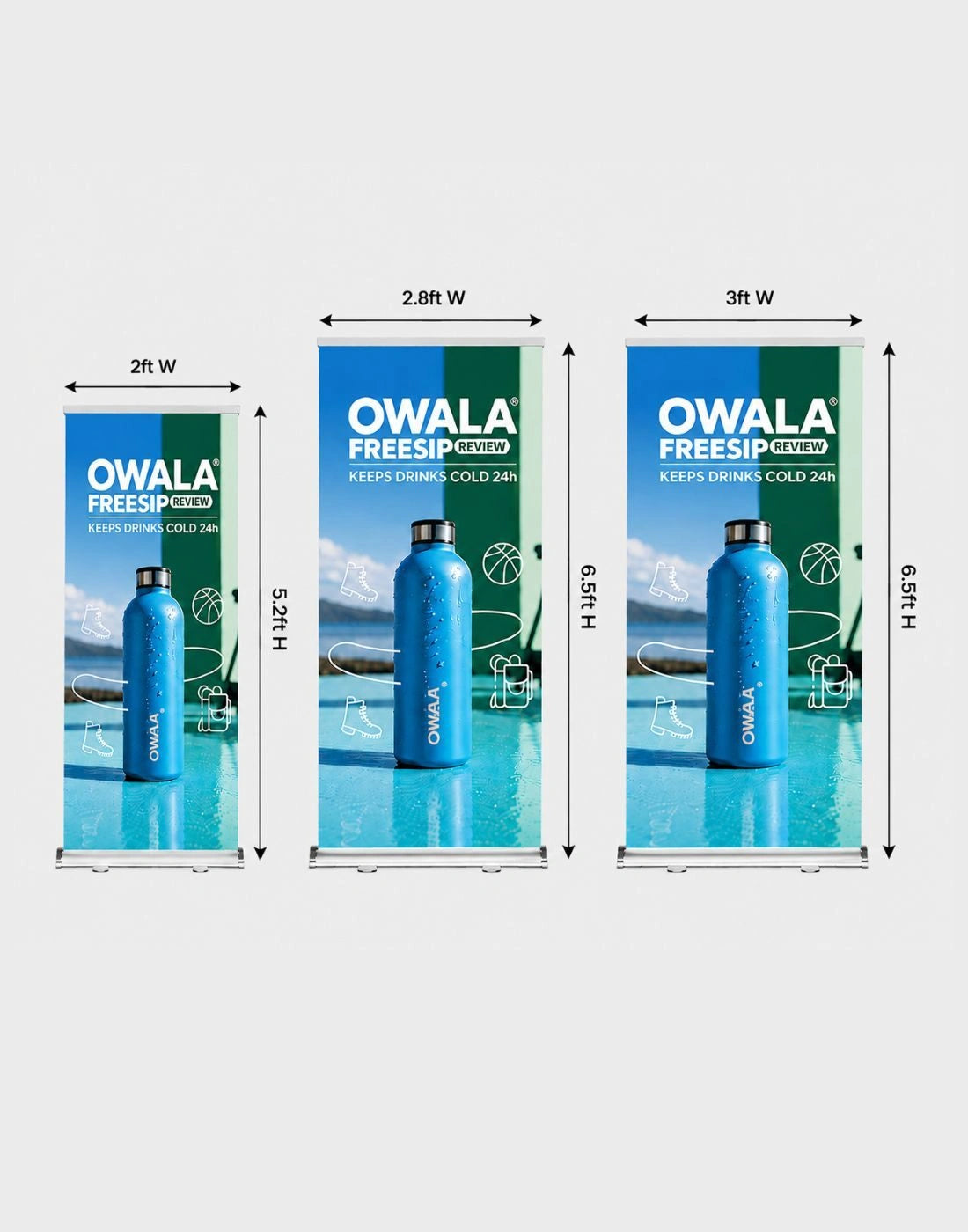 Double-sided wide base Roll Up Banner