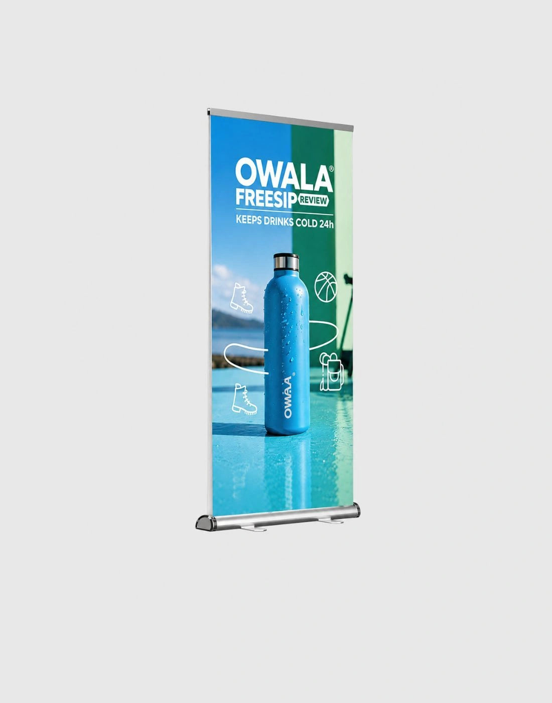 Double-sided wide base Roll Up Banner