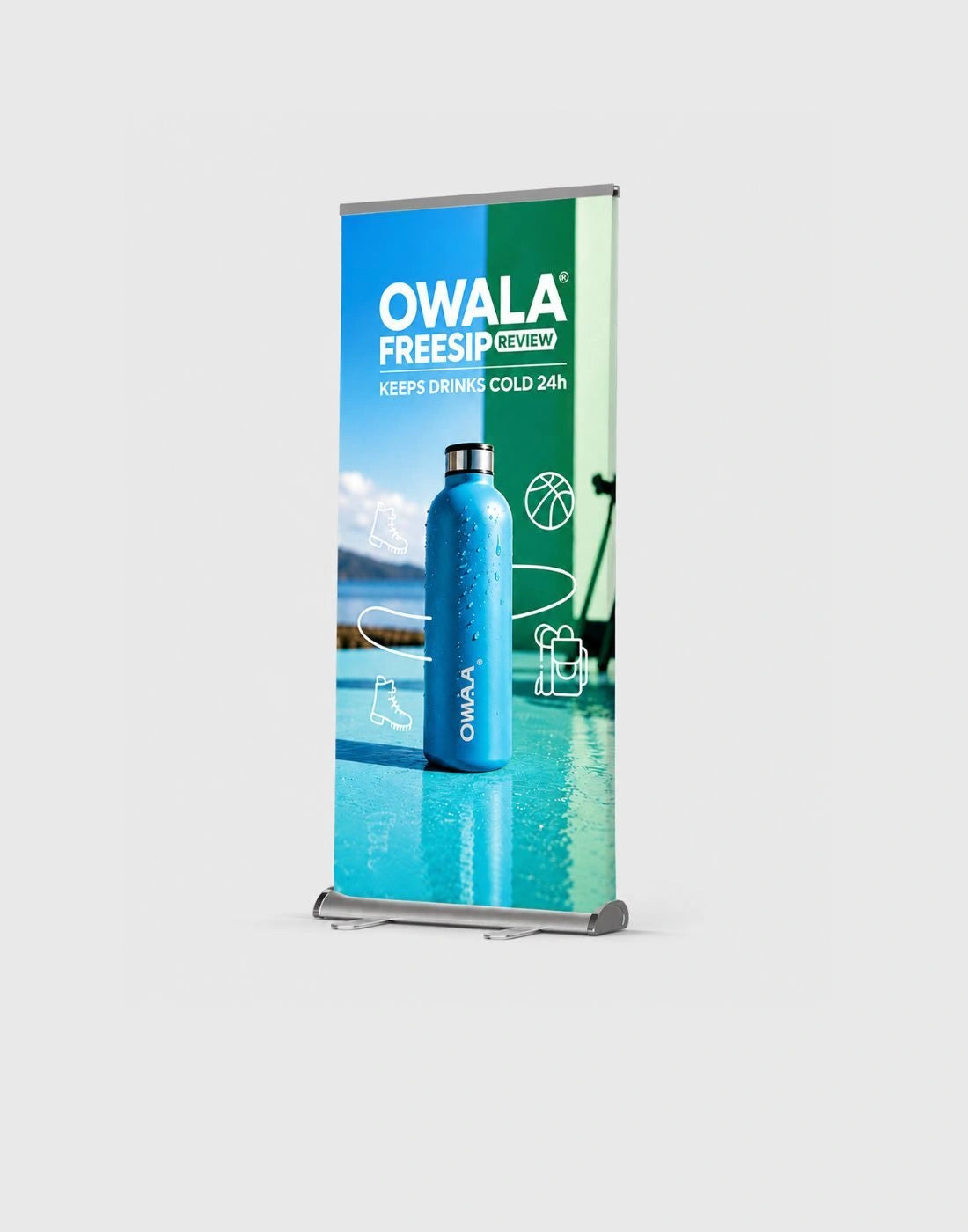 Double-sided wide base Roll Up Banner