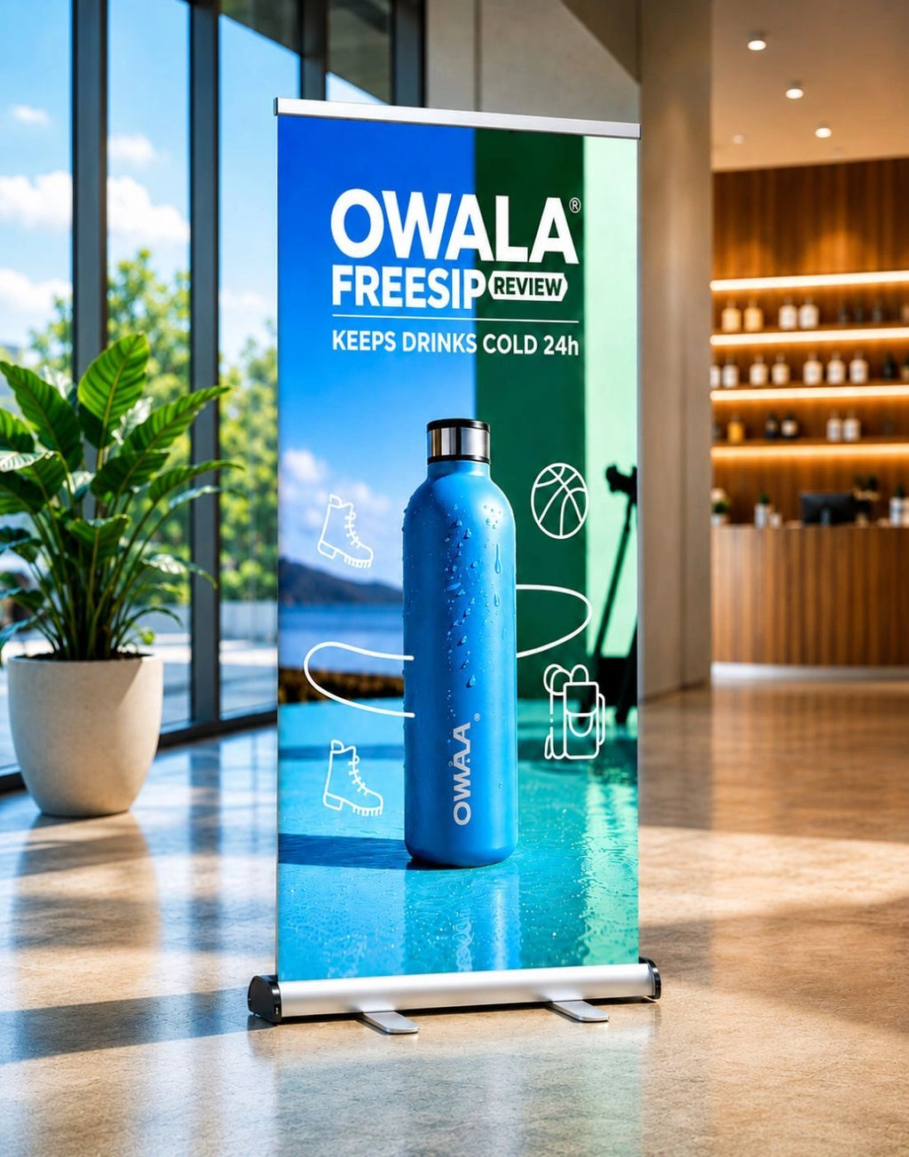 Double-sided wide base Roll Up Banner