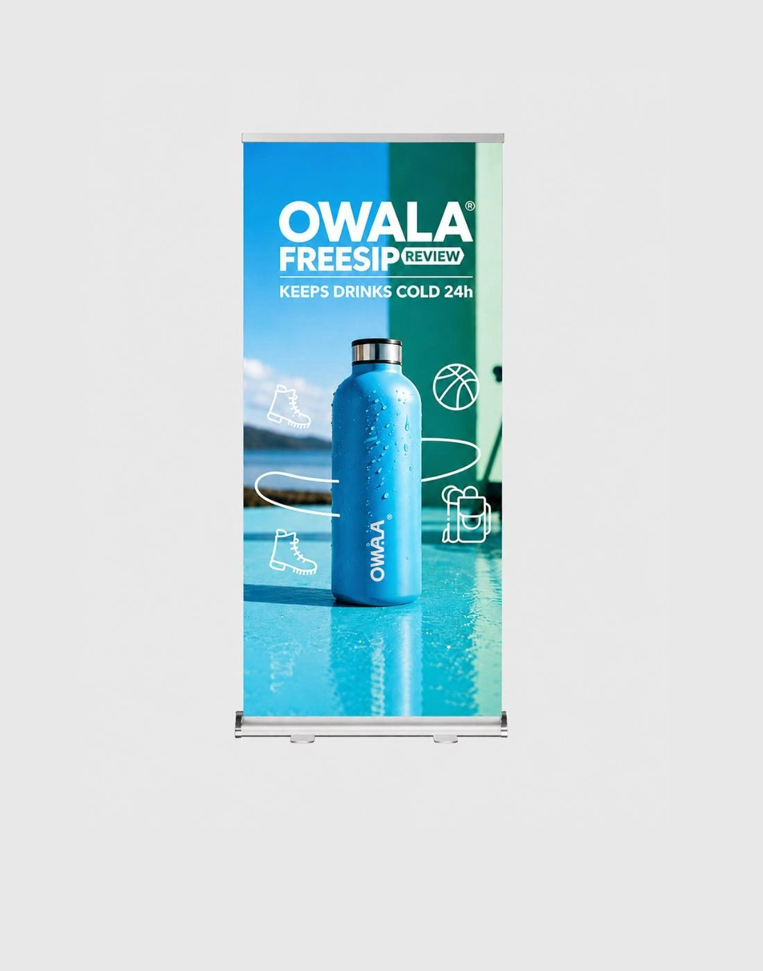 Double-sided wide base Roll Up Banner