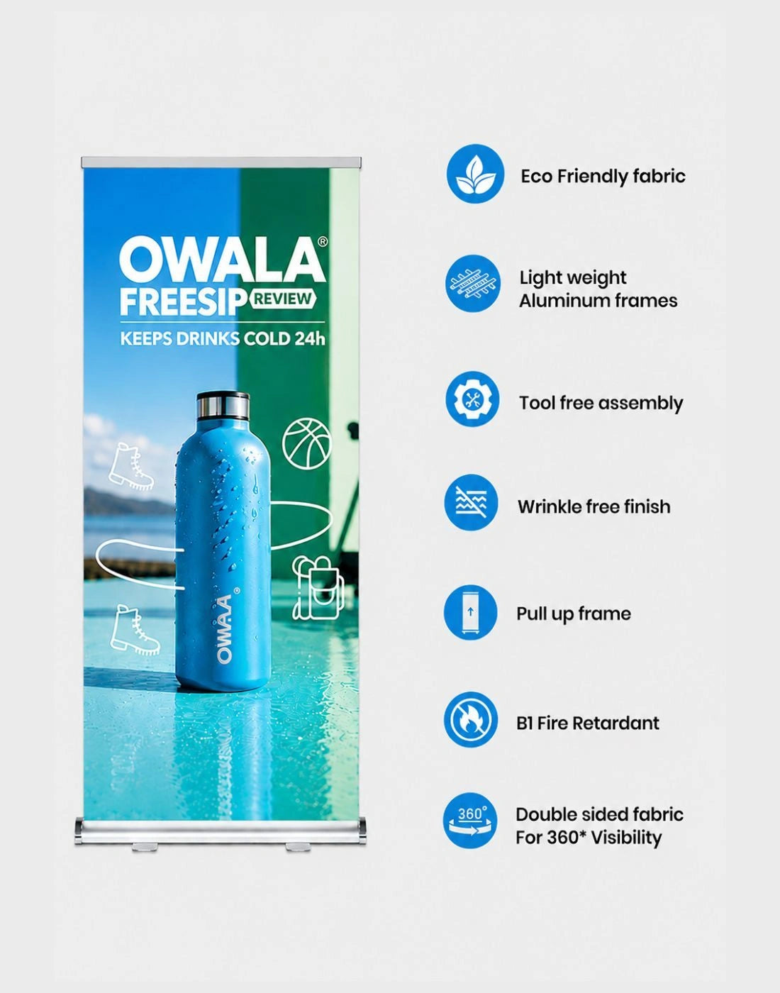 Double-sided wide base Roll Up Banner