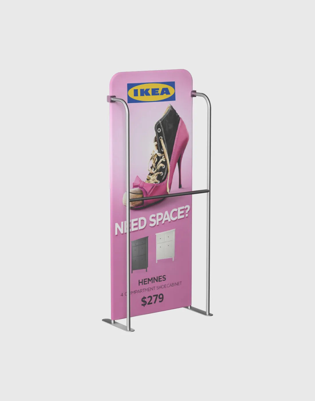 Exhibit Display With Hanging Rail