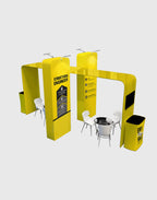 20x20 exhibit trade show booth modular fabric graphic walls arches and counters