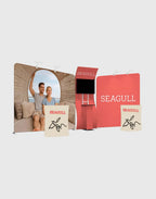 10x20 exhibit trade show display tube frame booth with seamless fabric graphics and counters