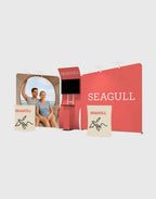 10x20 exhibit trade show display tube frame booth with seamless fabric graphics and counters
