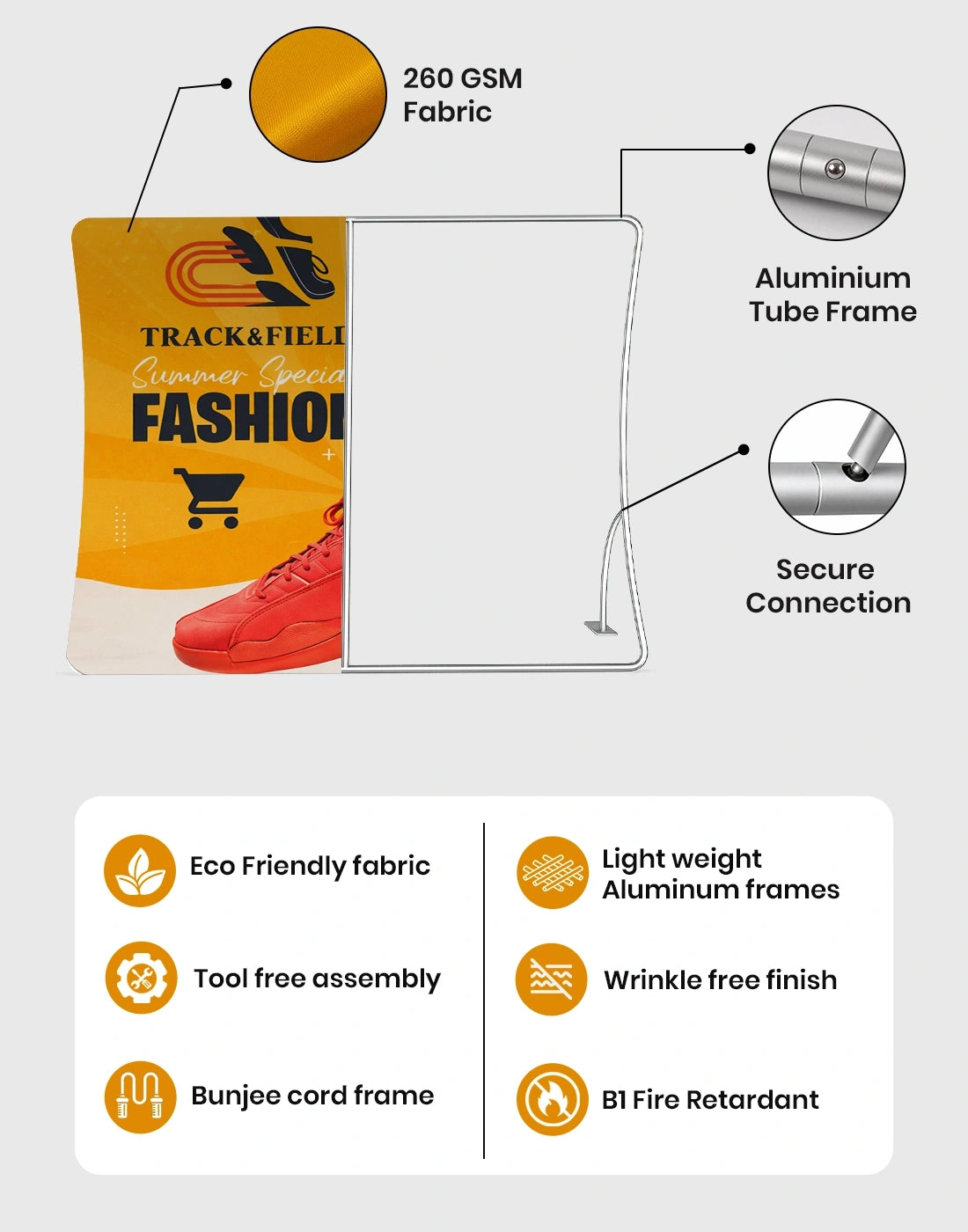 Modular U-Shape Fabric Display Stand