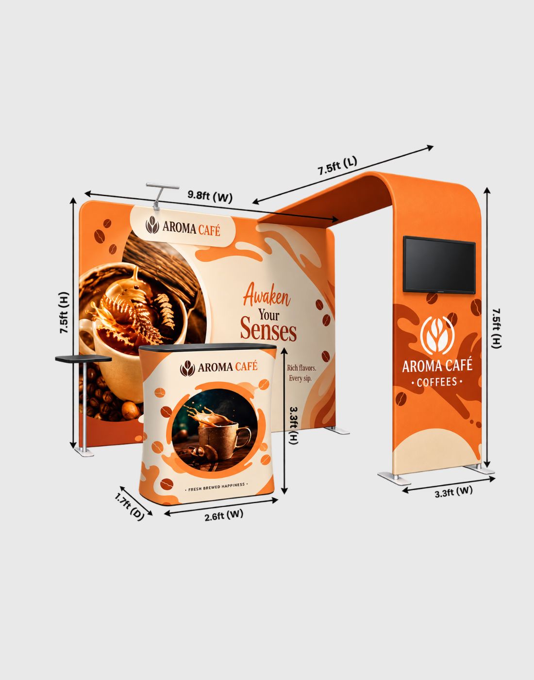 portable display exhibit dimensional size