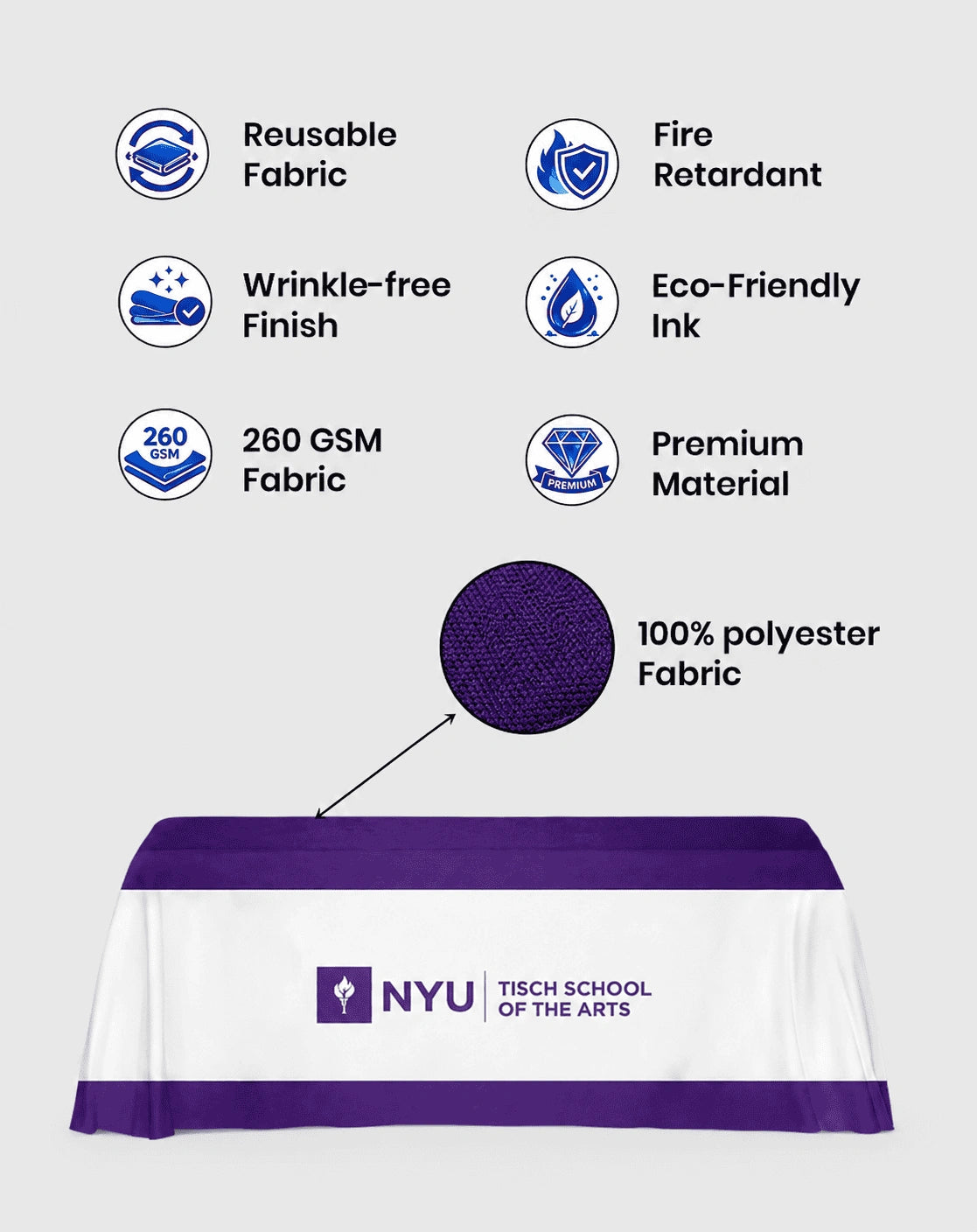 Standard table cover specifications, polyester fabric