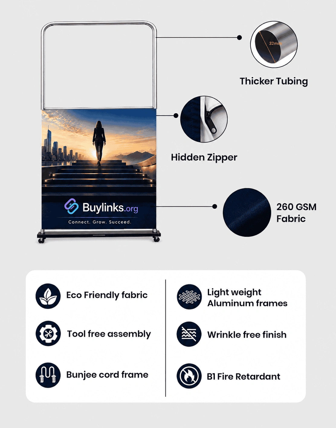 EZ Banner Stands - Wide Base Media Wall