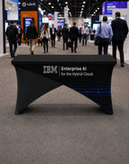cross over Stretch table cover used at corporate trade show