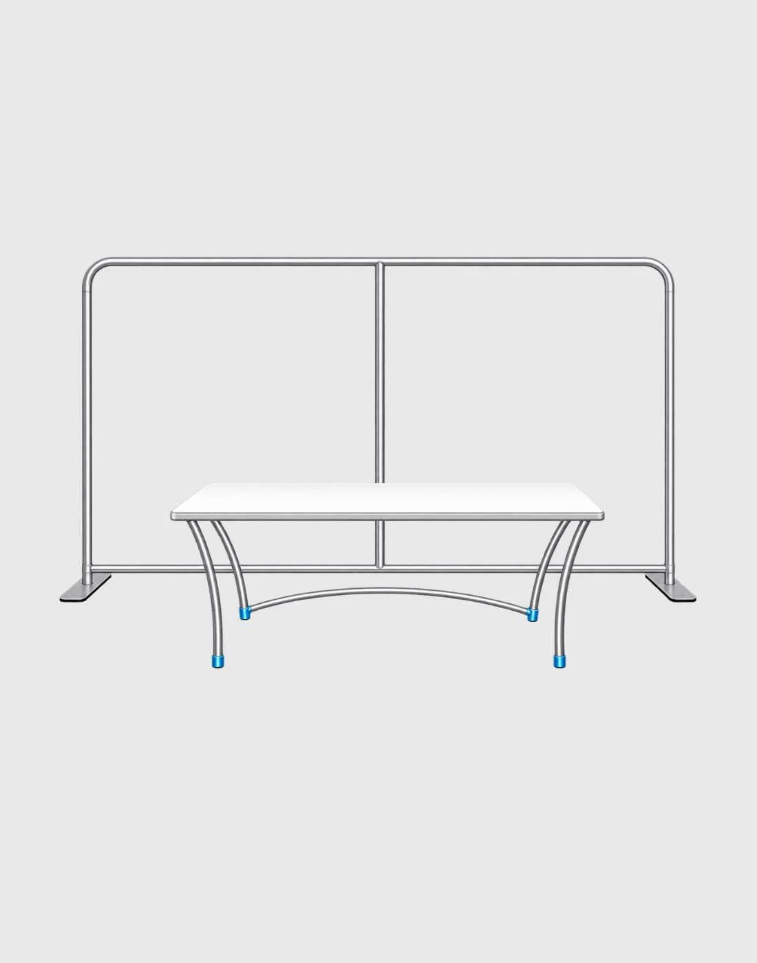 backwall booth with table display and cover aluminum frame
