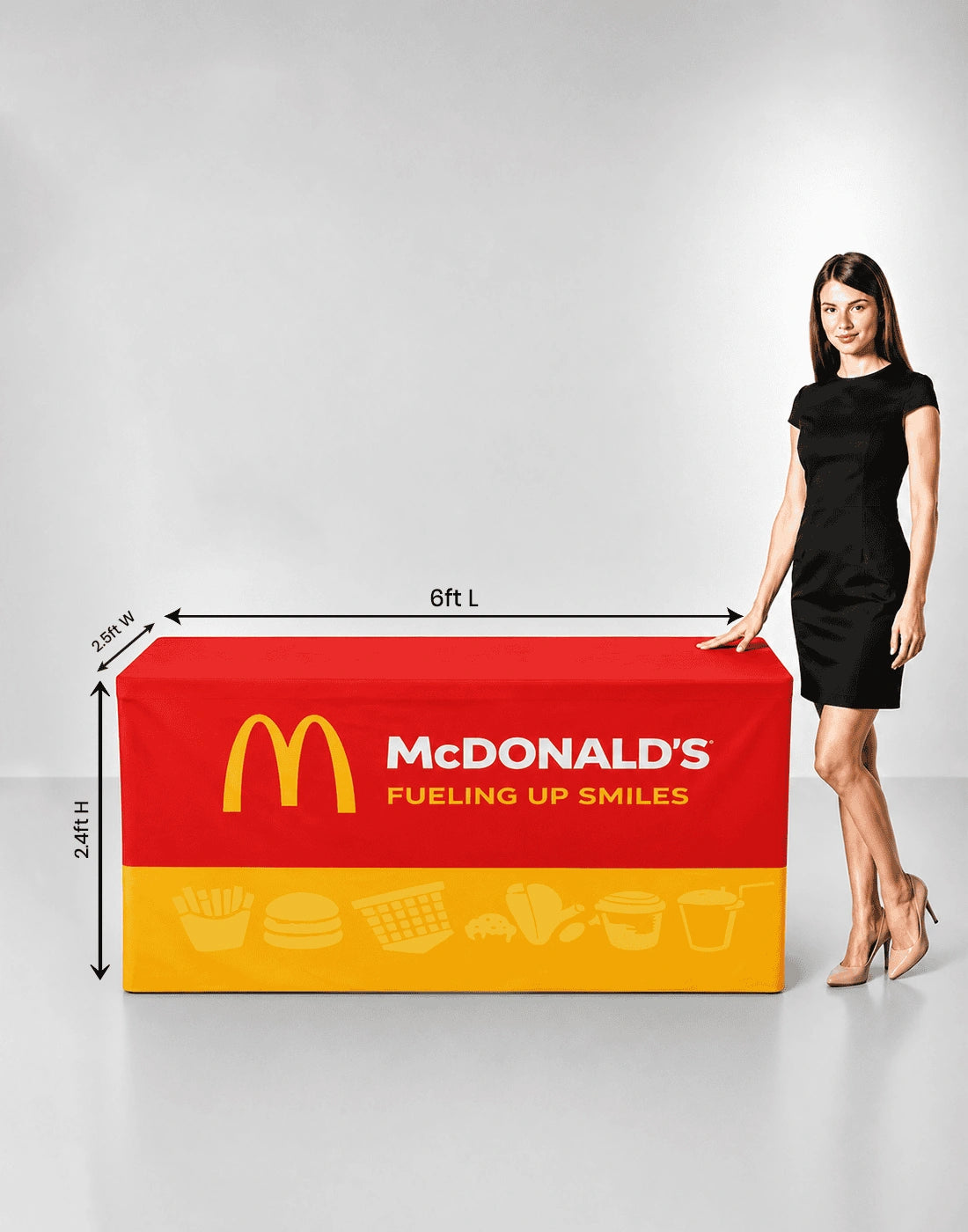 fitted table cover with full-length draped design 