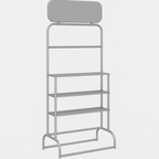 Backwall product display shelf with header