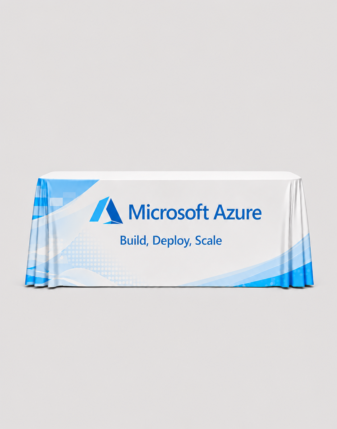 Pleated table cover with custom logo