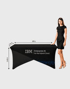 cross over Stretch table cover with full-length draped design 