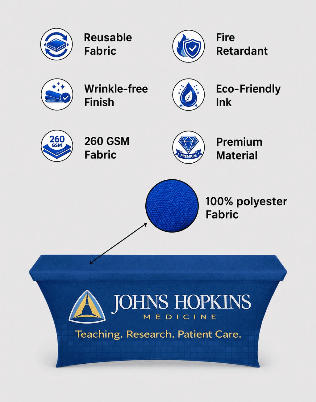 Stretch table cover with printed logo