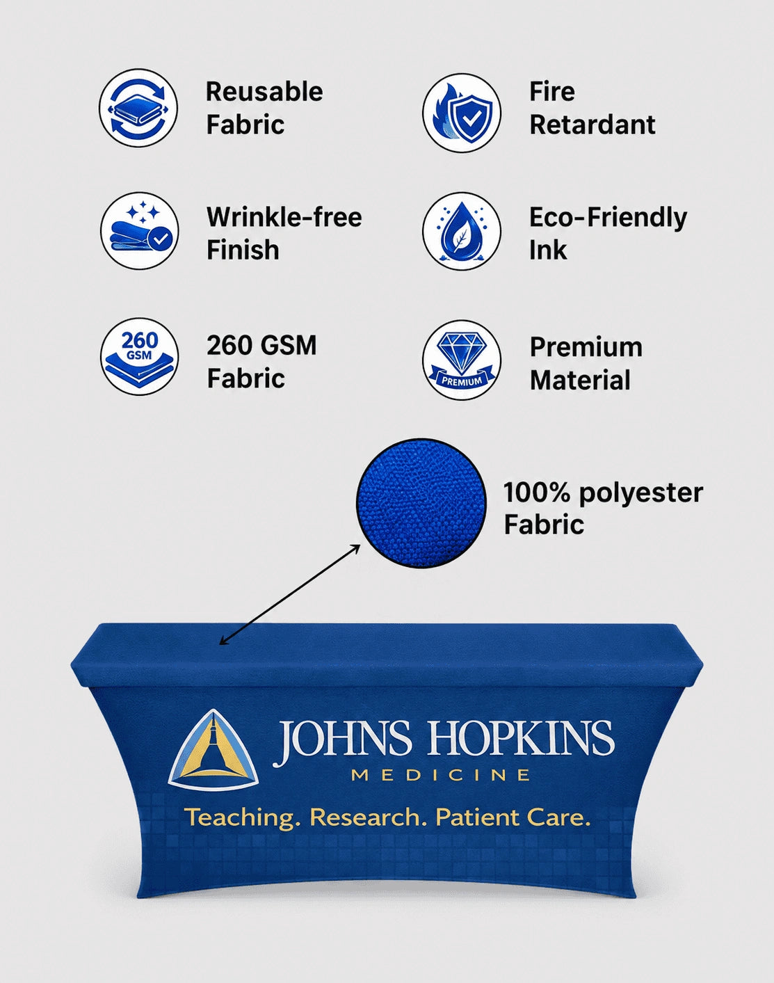 Stretch table cover with printed logo